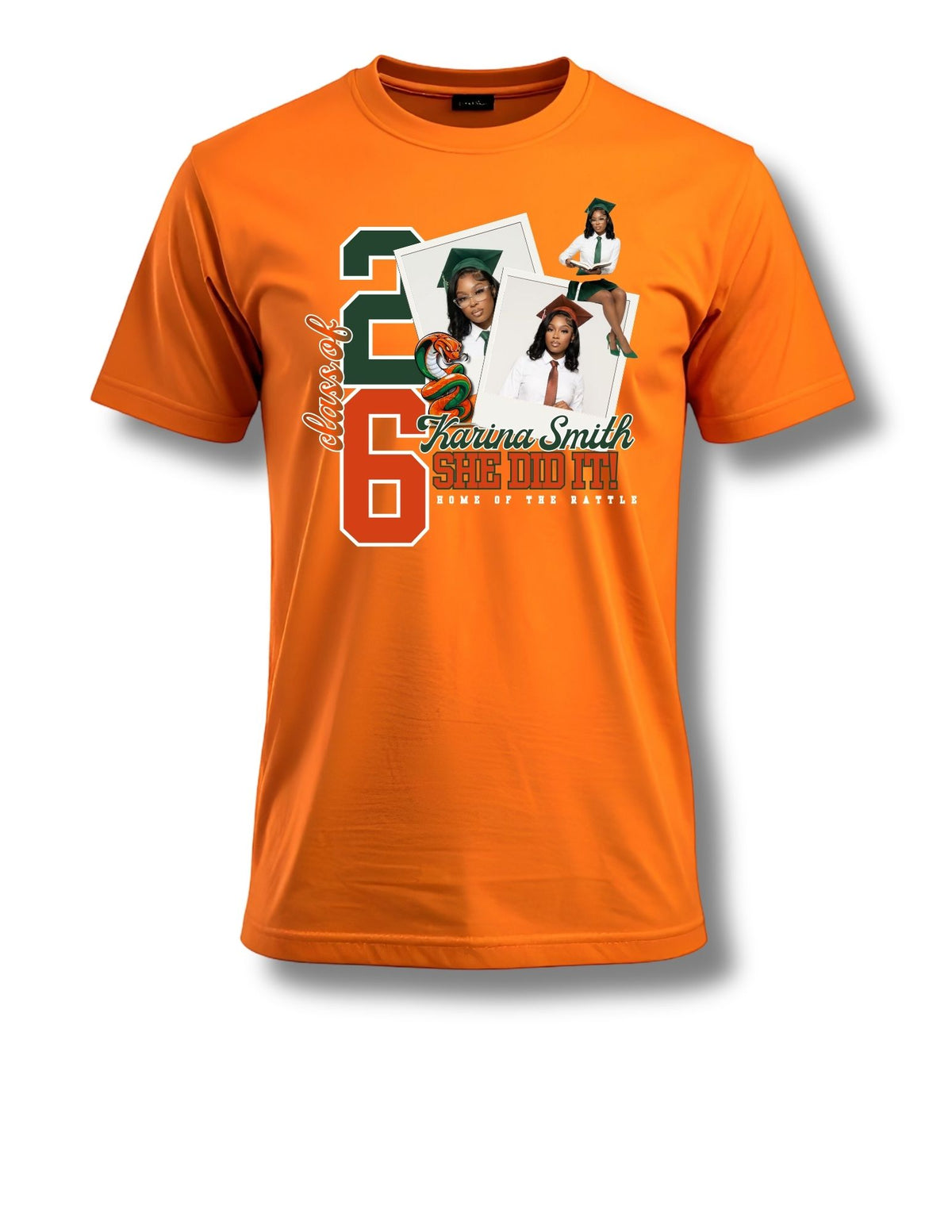 Grad T-Shirt Templates GREEN AND ORANGE DESIGN