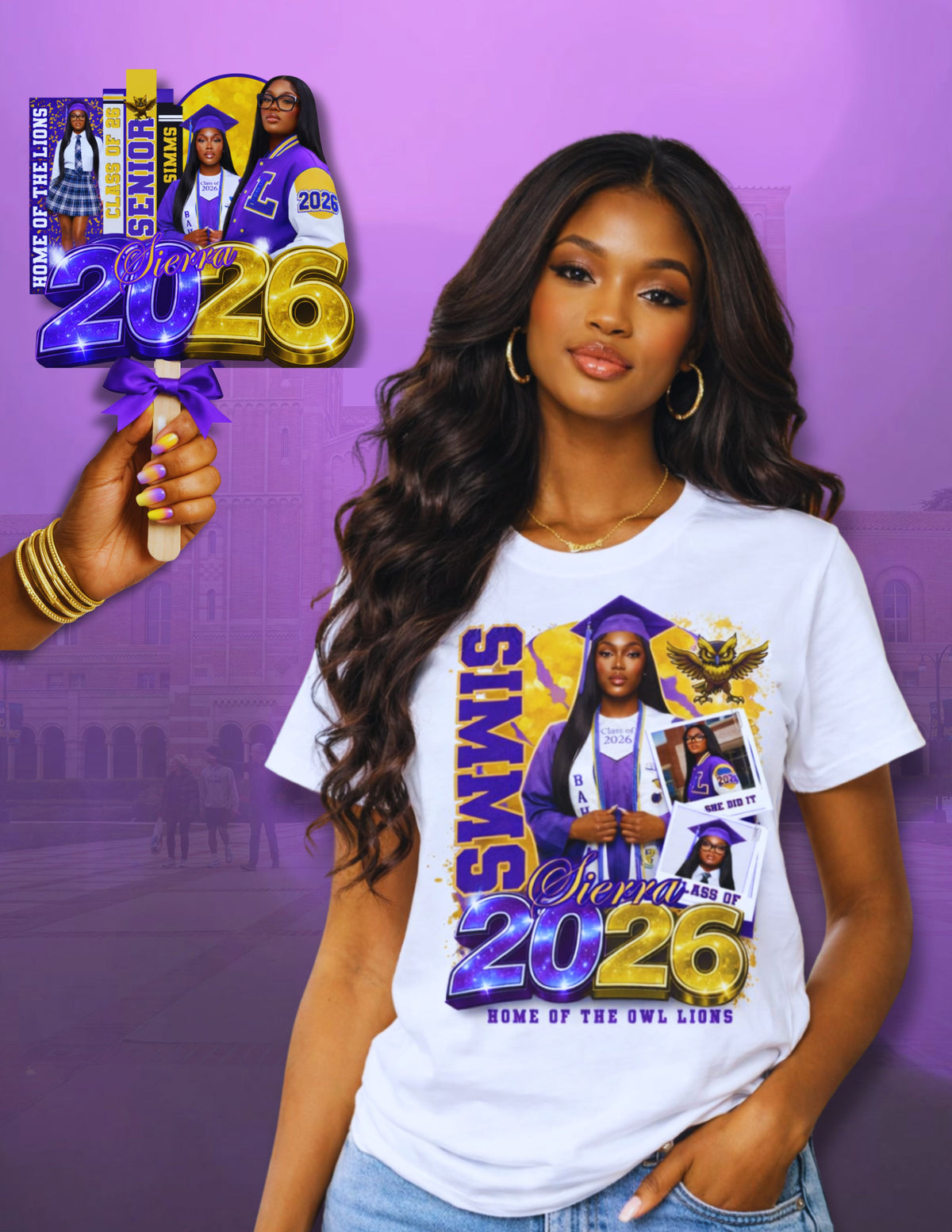 Grad Template Canva, Button, Fan and Mobile Invite and Center Print T-Shirt