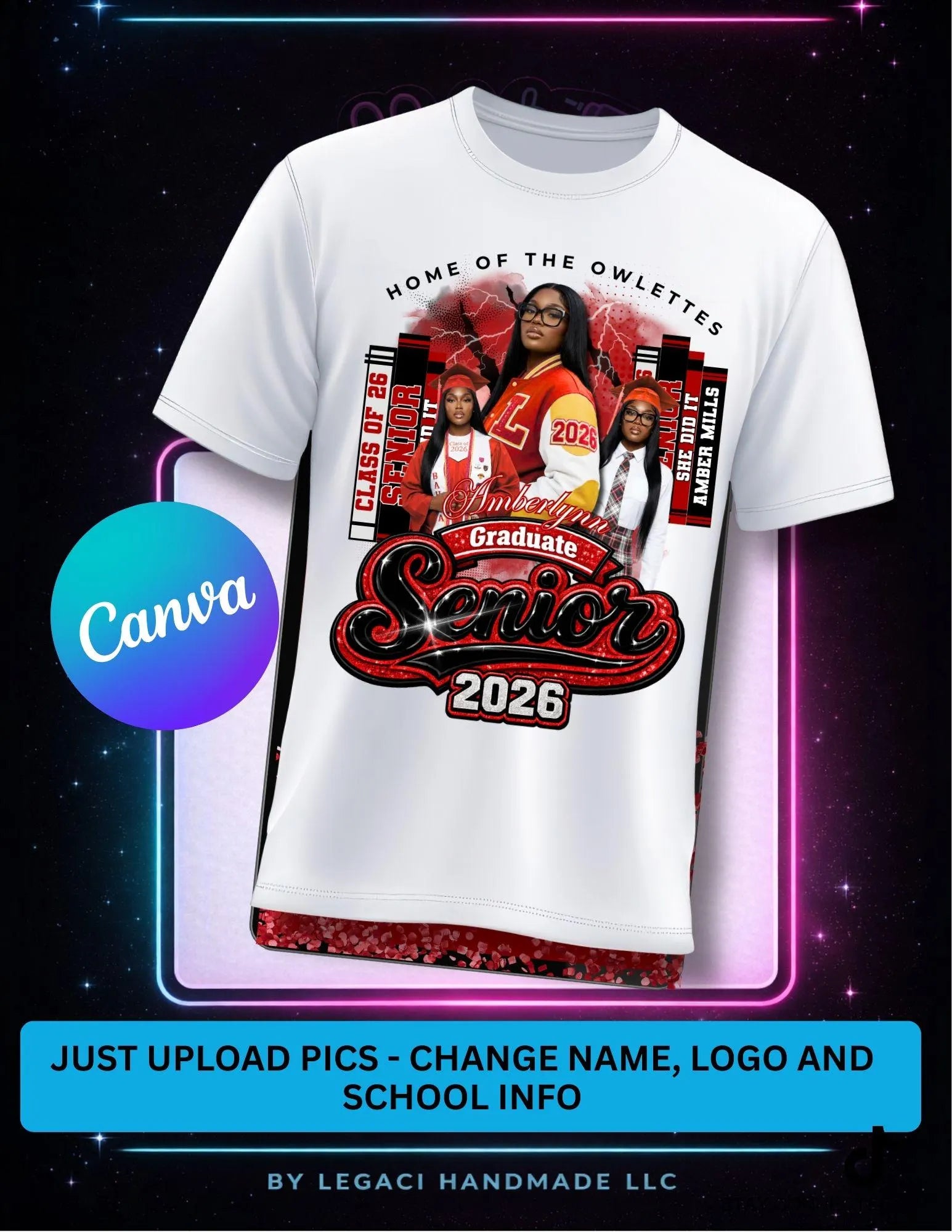 Grad T-Shirt Templates RED AND BLACK DESIGN