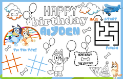Birthday Party Coloring Placemats or Activity Mats for kids 11X17