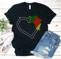 Black History Rhinestone Heart/Flag Template Digital Download